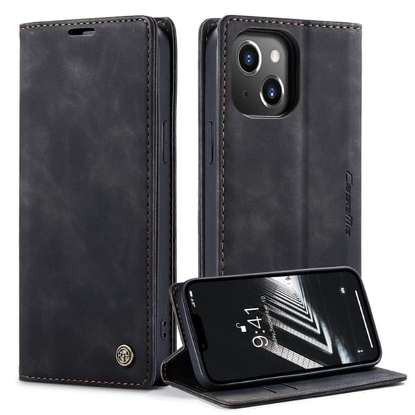 Etuime iPhone 14 Vintage Etui - Svart Black