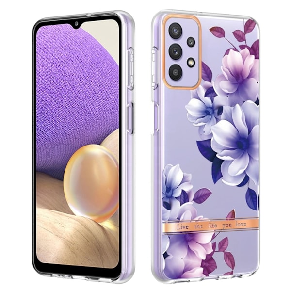 Supertunt och tåligt mjukpärmfodral för Samsung Galaxy M32 5G / A32 5G - Lila Begonia Lila