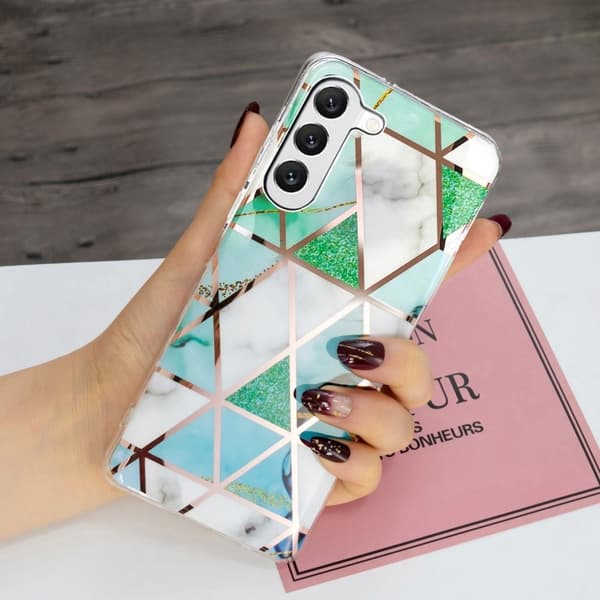 Deco Samsung Galaxy S23 Plus Etui - Electroplated Green / Hvit Klinkekule Green