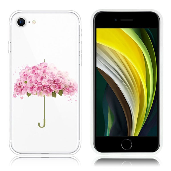 Deco iPhone SE 2020 Etui - Blomst Paraply Pink