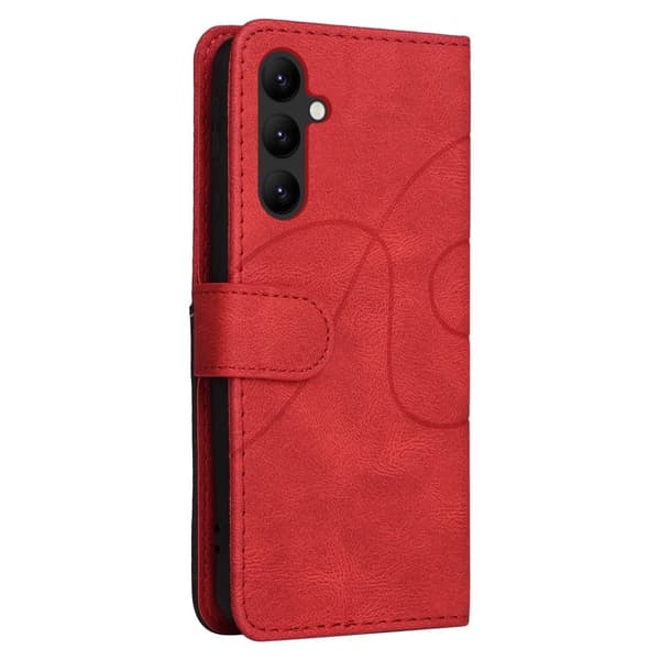 Teksturert læretui med stropp for Samsung Galaxy A24 4G - Rød Red