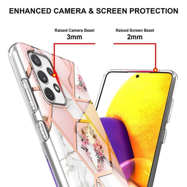 Marble design Samsung Galaxy A72 5G cover - Pink Marmor / Blomst Multicolor
