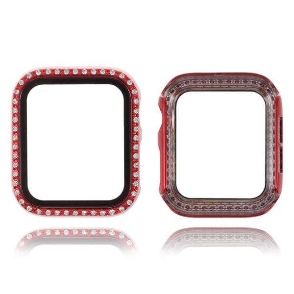 Apple Watch Series 3/2/1 38 mm ramme med rhinestone-dekor og hærdet glas - Rød Red