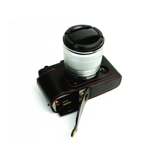 Fuji X-E1/X-E2 kamera cover i ægte læder - Sort Black