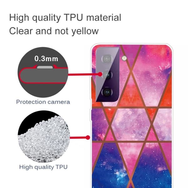 Marmormotiv Samsung Galaxy S21 Plus 5G skal - Ros / Orange / Blå multifärg
