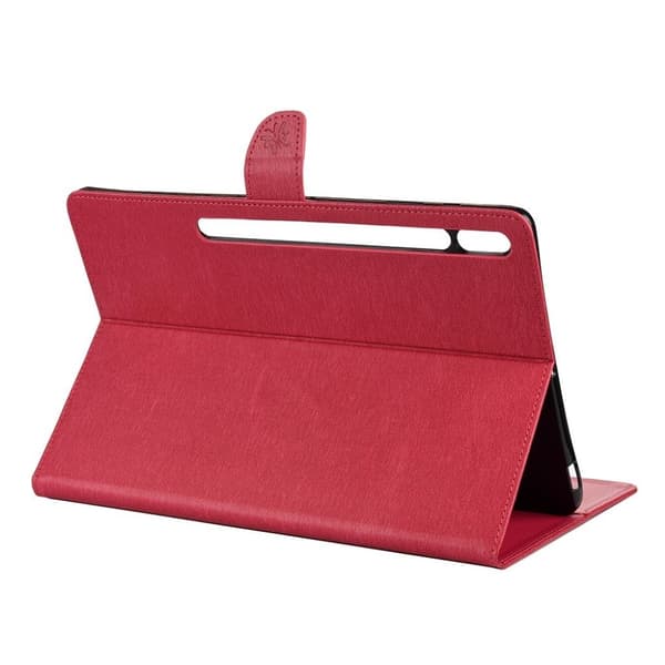 Samsung Galaxy Tab S7 Plus sommerfugle aftryk læder etui - rød Red