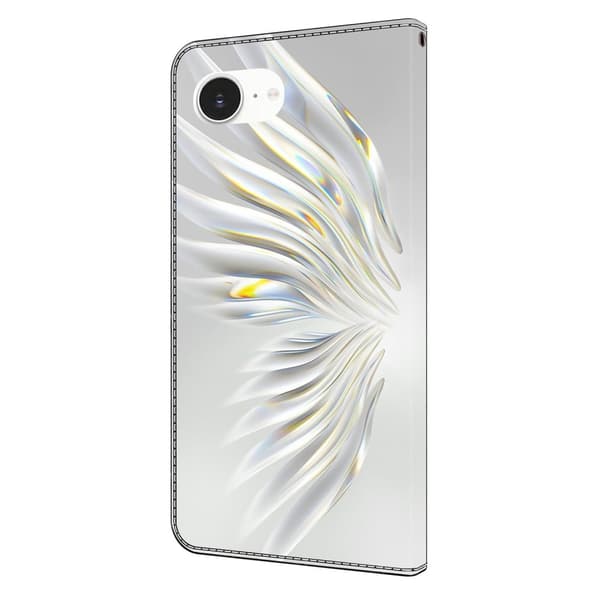 iPhone 16e Plånboksfodral Mönster Tryck Stativ Läder Flip Phone Cover - Kristallvingar Vit