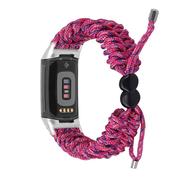 Fitbit Charge 5 elastisk klokkerem i nylon - Rosarød / Blå Red