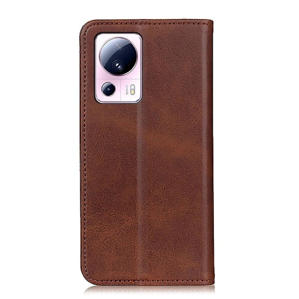 Flip Etui med Pung i Ægte Læder til Xiaomi 13 Lite / Civi 2 - Kaffe Brown