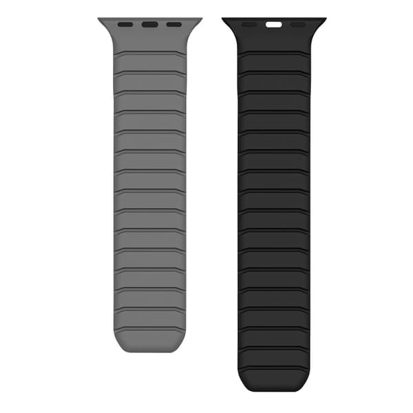 Urrem Apple Watch Series 41mm - 40mm - 38mmSilikone magnetisk rem - Grå / Sort Black