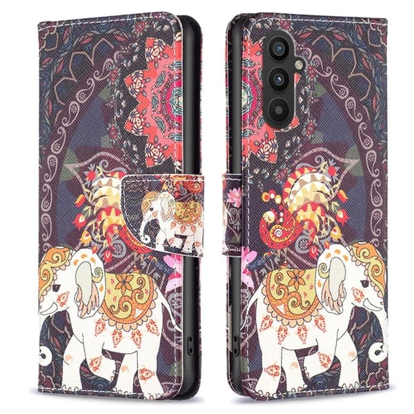 Wonderland Samsung Galaxy A24 4G Flip Etui - Blomst og Elefant Black