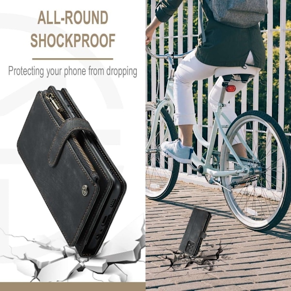 CaseMe Samsung Galaxy A72 5G etui med lynlås og pung - Sort Black