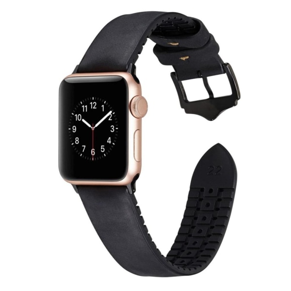 Apple Watch Series 4 40mm nahkapäällysteinen kellonauha - Musta Black