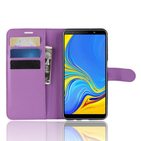 Samsung Galaxy A7 (2018) flipfodral i litchi skin-läder - Lila Lila