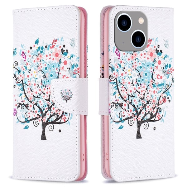 Wonderland iPhone 15 Plus Flippetui - Blomst Tre Pink