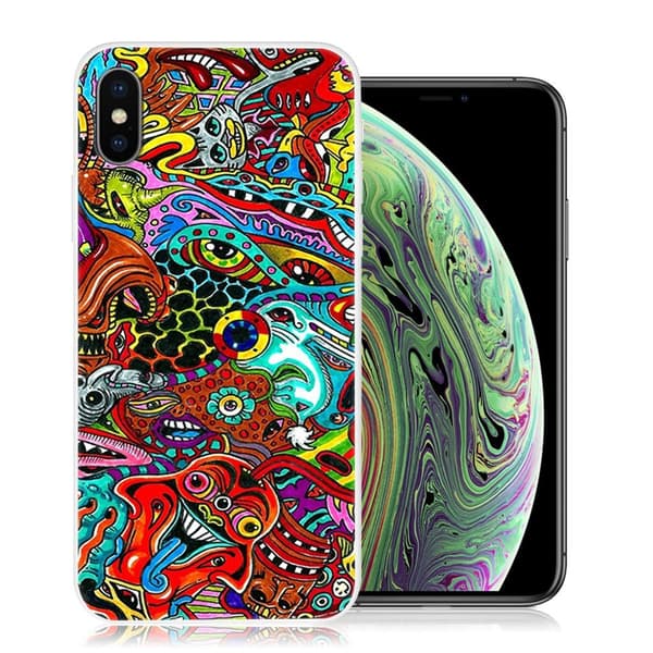 Blødt etui med mønsterprint til iPhone XS - Ghost Multicolor