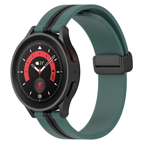 20 mm universal tofarvet silikoneurrem med magnetisk foldespænde - Olivengrøn / Sort Green