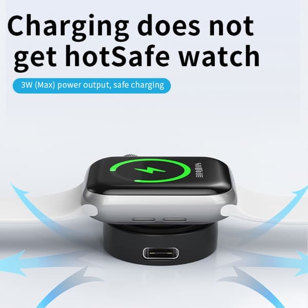 Trådløs magnetisk lader med USB-C-plugg for Apple Watch - Svart Black