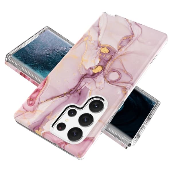 Marble Samsung Galaxy S23 Ultra Etui - Lyserød Pink