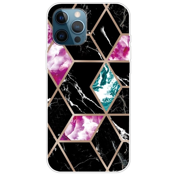 Marble design iPhone 14 Pro Max cover - Flise Af Sort / Cyan / Rose Multicolor