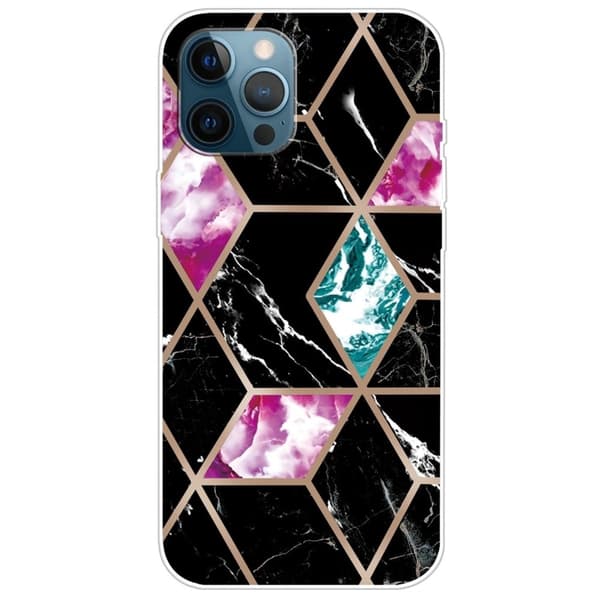 Marble design iPhone 14 Pro Max kotelot - Laatta Musta / Syaani / Ruusu Multicolor