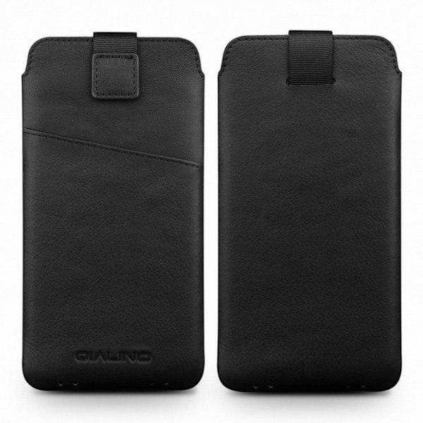 QIALINO iPhone Xs Max fodral i äkta koskinnläder - Svart Svart