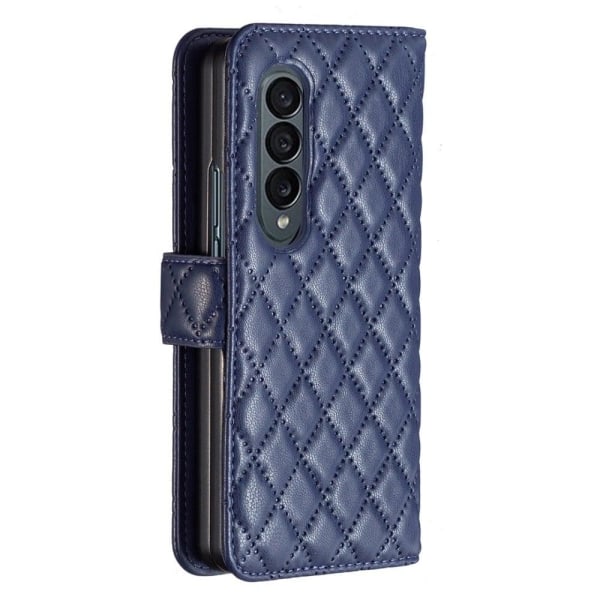 Rhombus Mønster Matte Flip Case til Samsung Galaxy Z Fold4 - Blå Blue