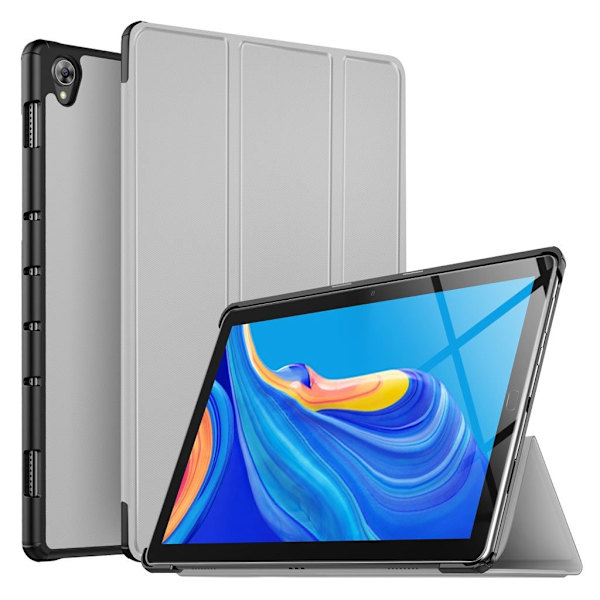 Huawei MediaPad M6 10.8 läderfodral med tre flikar - Grå Silvergrå