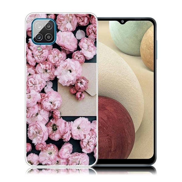 Deco Samsung Galaxy A12 5G etui - lyserød blomst Pink