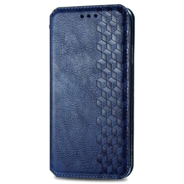 Nahkakotelo With A Stylish Rhombus Imprint For Motorola Moto G42 - Sininen Blue