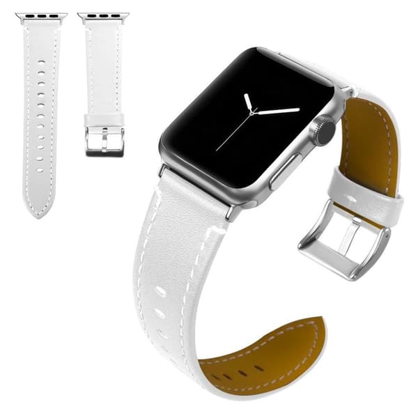 Apple Watch Series 5 / 4 40mm klassisk urrem i ægte læder - Hvid White