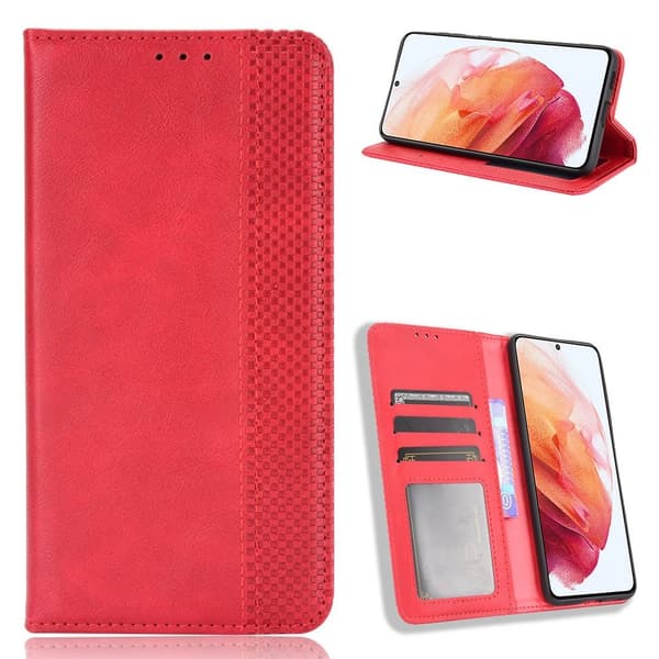 Bofink Vintage Samsung Galaxy S21 FE Læder etui - Rød Red