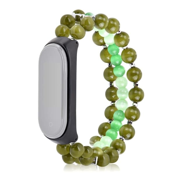 Xiaomi Mi Smart Band 6 / 5 triple bead opal beads urrem - Mørkegrøn Green
