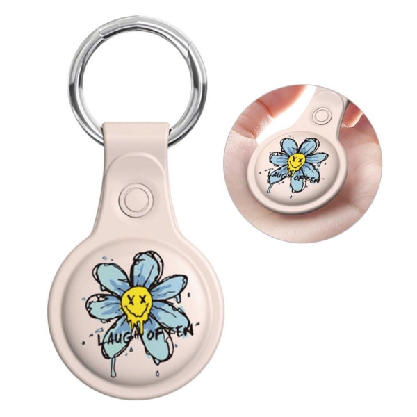 AirTags cute pattern silicone cover with key ring - Blue / Yello Beige