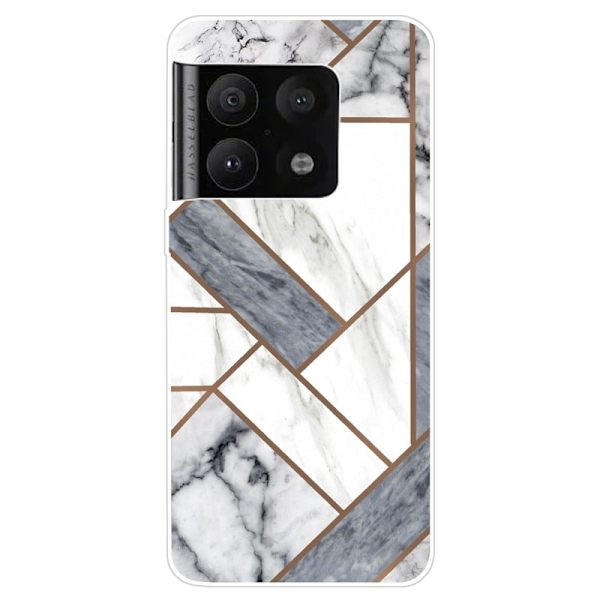 Marble OnePlus 10 Pro Etui - Grå / Hvit Klinkekule Tile Silver grey