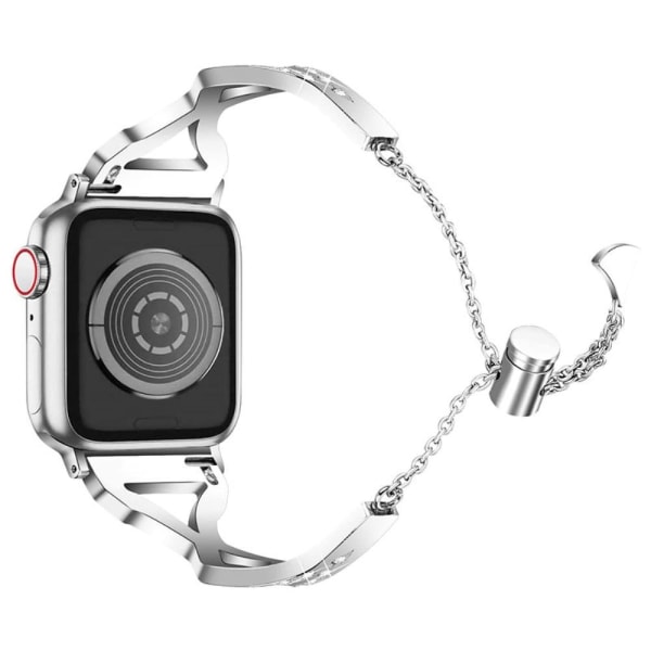 Apple Watch (45mm) rhinestone 304 stainless steel watch strap - Silvergrå