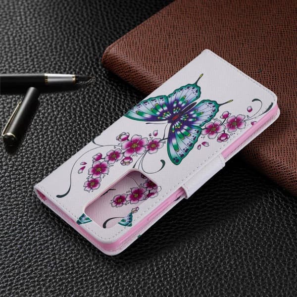 Wonderland Huawei P40 Pro flip etui - Butterfly og blomster Multicolor