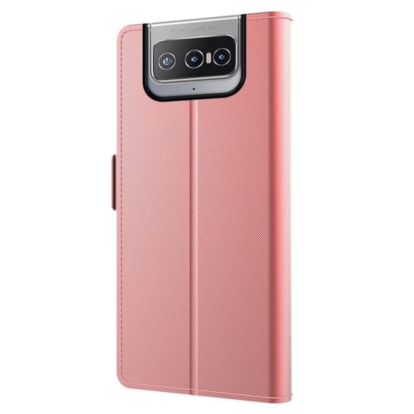 Phone Etui med Make-up Mirror og Slick Design til ASUS Zenfone 8 Flip - Rose Gull Pink