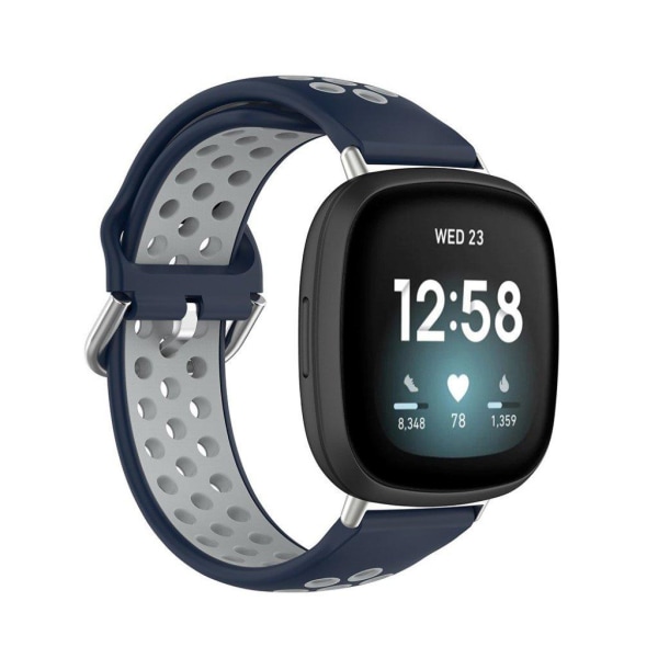 Fitbit Sense / Versa to-tonet silikone rem - Midnight blå / grå Blue