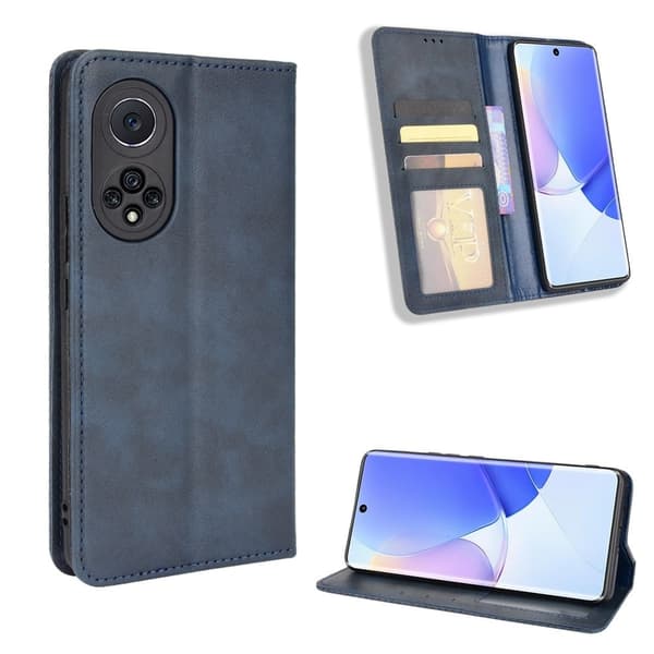 Bofink Vintage Huawei Nova 9 Læder Etui - Blå Blue