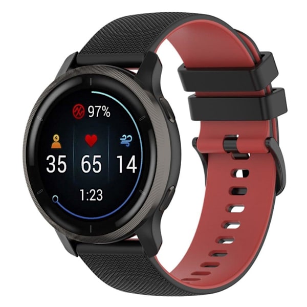 Garmin Forerunner 255 / Venu 2 / Fossil Gen 5 Carlyle HR dobbeltfarvet silikone urrem - Sort / Rød Red