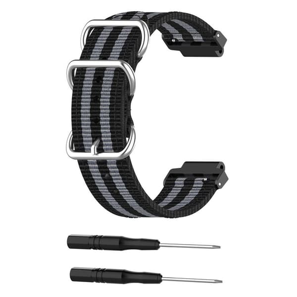 Garmin Forerunner 220/230/235/630/620/735 nylon klokkereim - Svart / Grå Multicolor