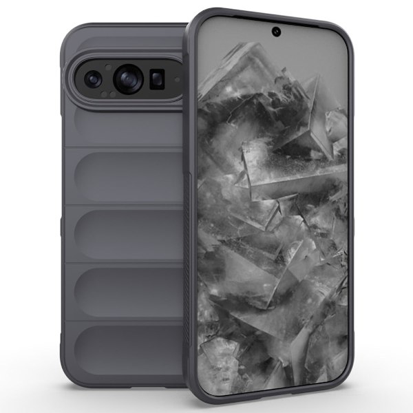 Mjukt greppformat Google Pixel 9 Pro XL skal - Mörkgrå Silvergrå