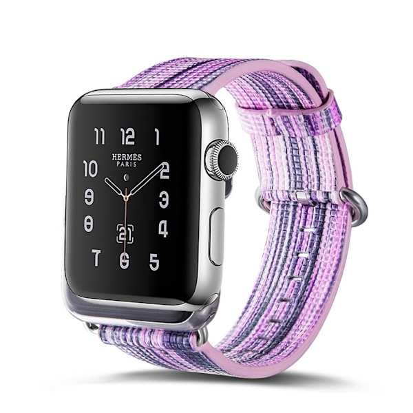 Apple Watch 42mm Klockband i äkta läder - Lila vit multifärg