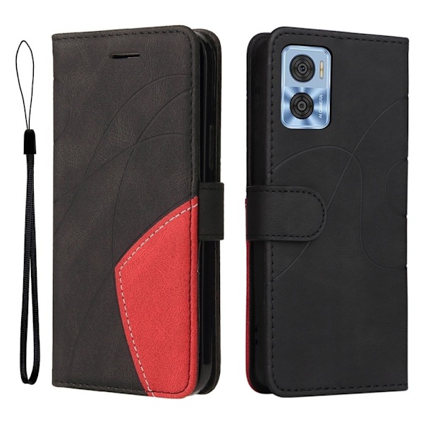 Teksturoitu nahkakotelo hihnalla Motorola Moto E22 - Musta Black