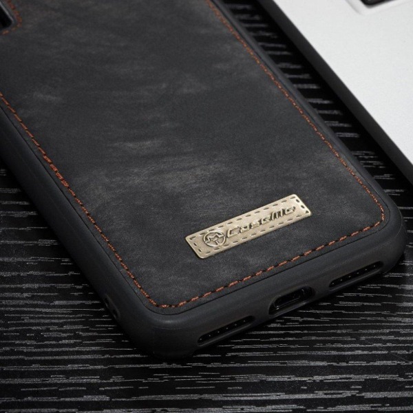 iPhone Xs Max CASEME vintage tyylinen haljais nahkainen lompakko Black