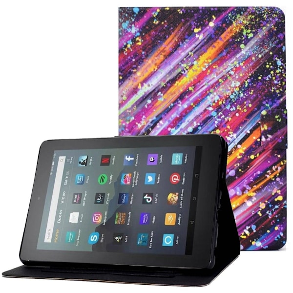 Amazon Fire 7 (2022) viileä kuvio nahkakotelo - Meteoriitti Multicolor
