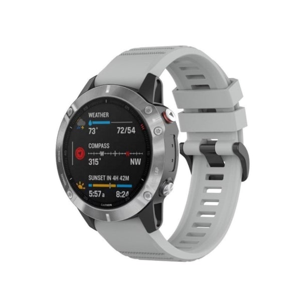 Garmin Fenix 6 stylish silicone watch band - Grey Silvergrå