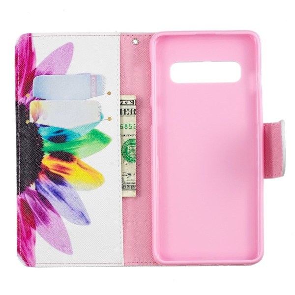 Samsung Galaxy s10 Lommeboketui Med Mønster - Blader Multicolor