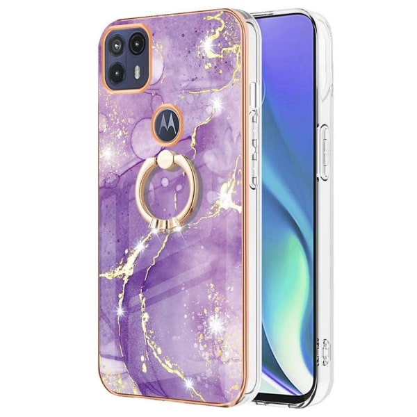 Marble Mønstret Cover med Ring Holder til Motorola Moto G50 5G - Lilla Marmor Haze Purple